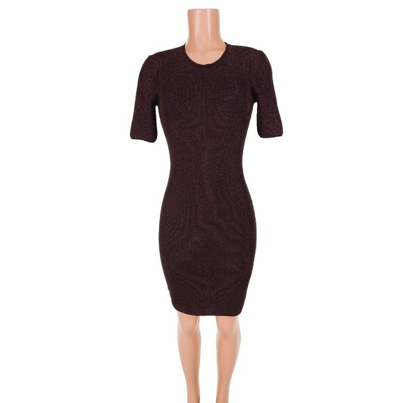 Just Cavalli Lurux Cocktail Evening Dress Size 8 Brown Metallic NWT $550 - Picture 1 of 9